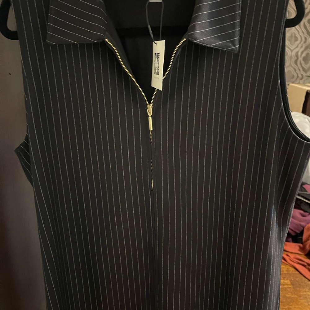 Anne Klein  Black Striped vest